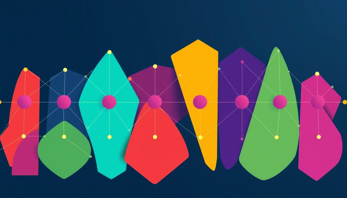 Visualización del mecanismo de self-attention en transformers con tokens conectados por líneas de atención de diferentes grosores Mecanismo self-attention en transformers con conexiones ponderadas entre palabras