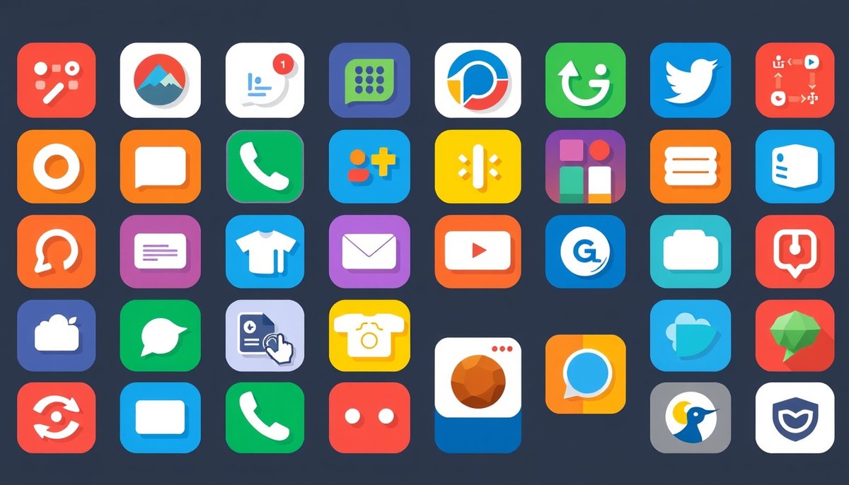 Iconos de herramientas de IA para escritura: ChatGPT, DeepL, Grammarly y otros asistentes digitales