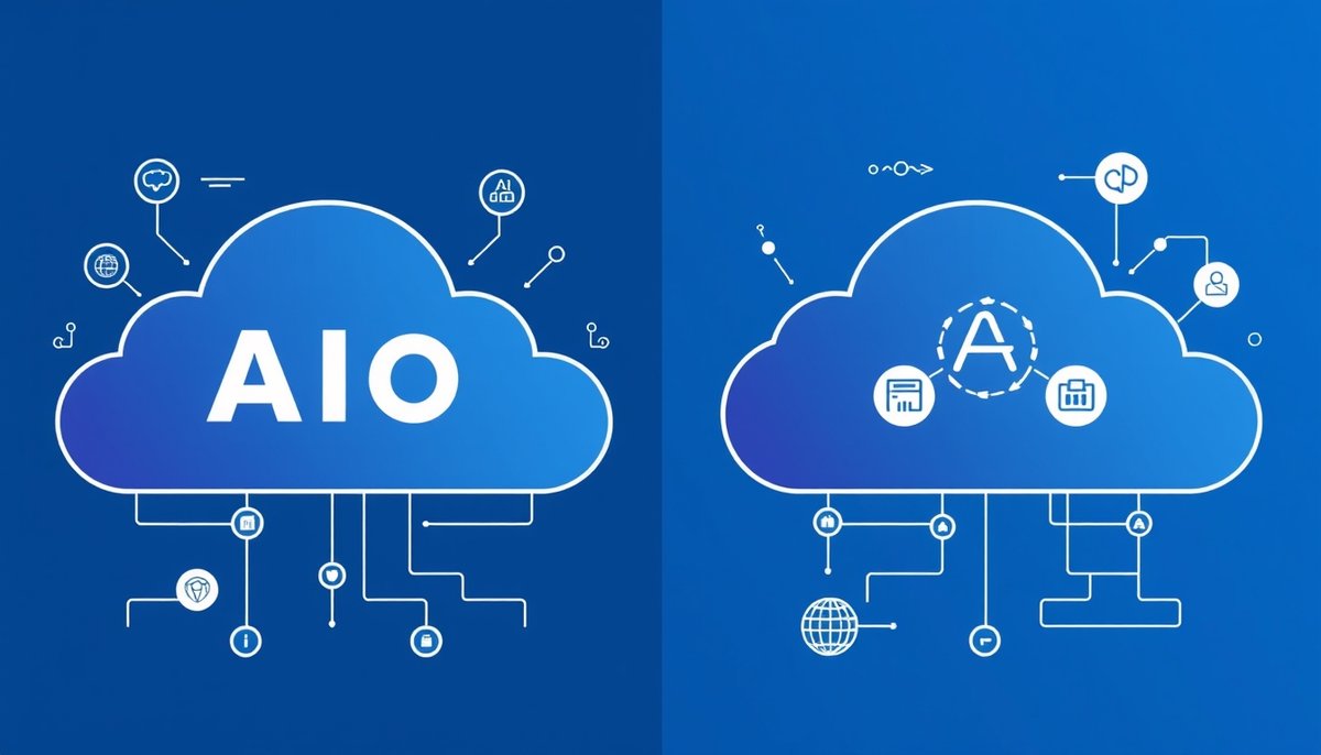 Comparación visual entre Google Cloud y Microsoft Azure como principales proveedores de servicios de inteligencia artificial empresarial Comparación de proveedores de IA en la nube principales
