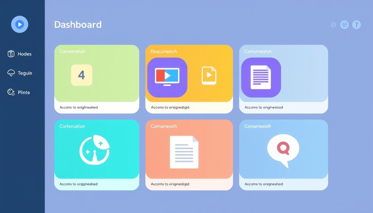 Dashboard mit KI-Tool Icons für Bildungsanwendungen und digitale Lernhilfen