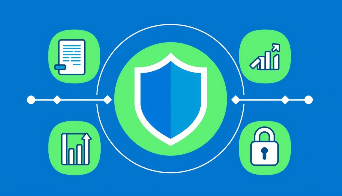 DSGVO-Schutzschild mit fünf Datenschutz-Prinzipien für KI-Tools