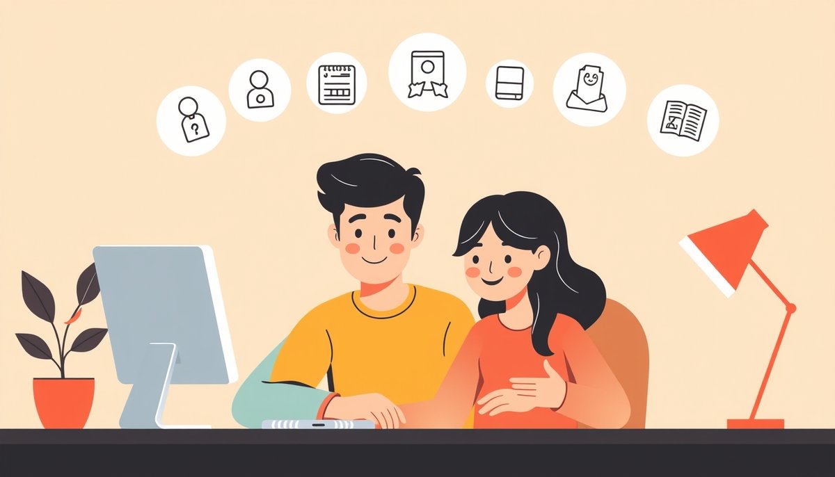 Familie prüft Einverständniserklärung für KI-Tools in der Bildung