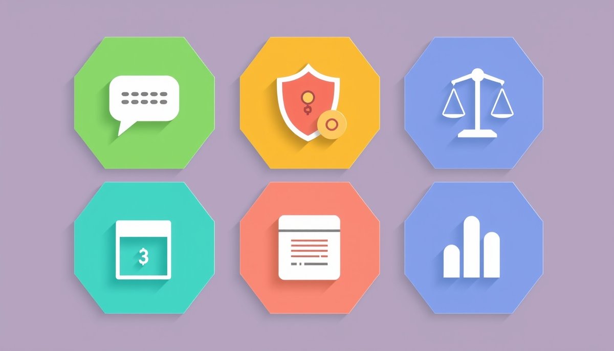 Sechs Hauptanwendungsbereiche von KI im Projektmanagement: Kommunikation, Risiko-, Kosten- und Ressourcenmanagement KI-Anwendungsbereiche Dashboard mit Kommunikation, Risikomanagement und Ressourcenplanung