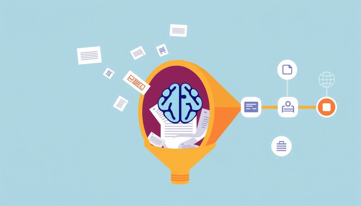 Infografía del proceso automatizado de análisis de documentos jurídicos mediante inteligencia artificial, incluyendo contratos y correspondencia legal Pipeline procesamiento automático documentos legales con IA: contratos, emails y escritos