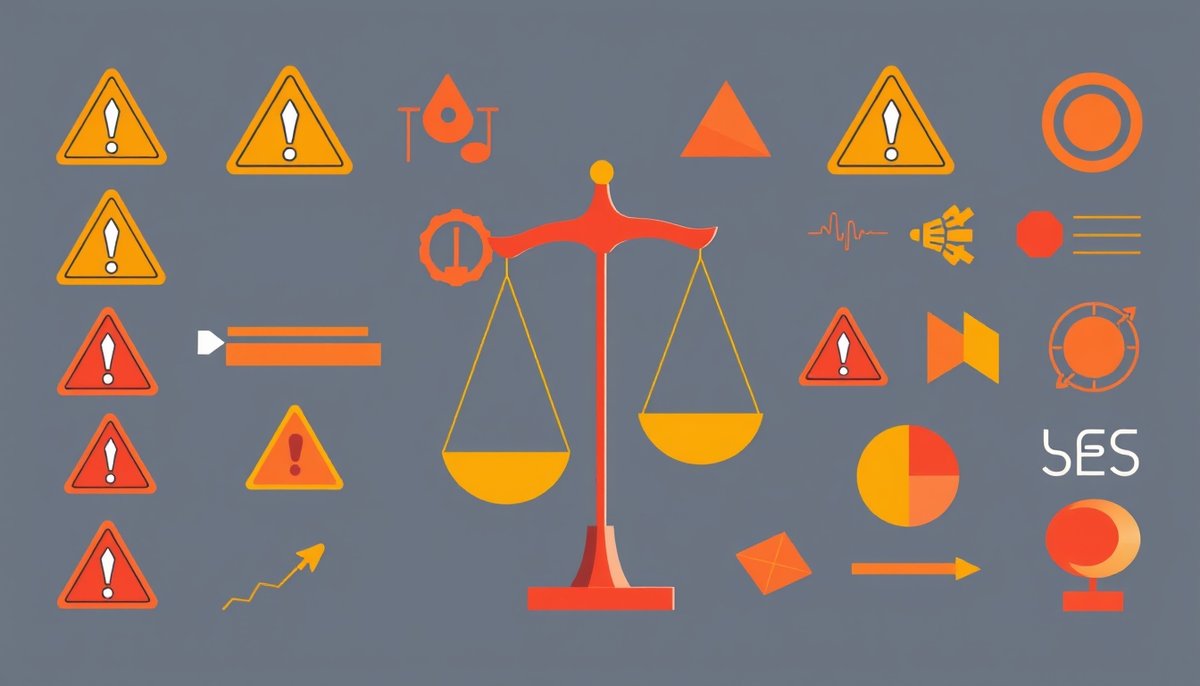 Riesgos del uso de IA en escritura: dependencia, plagio y desafíos educativos con símbolos de advertencia