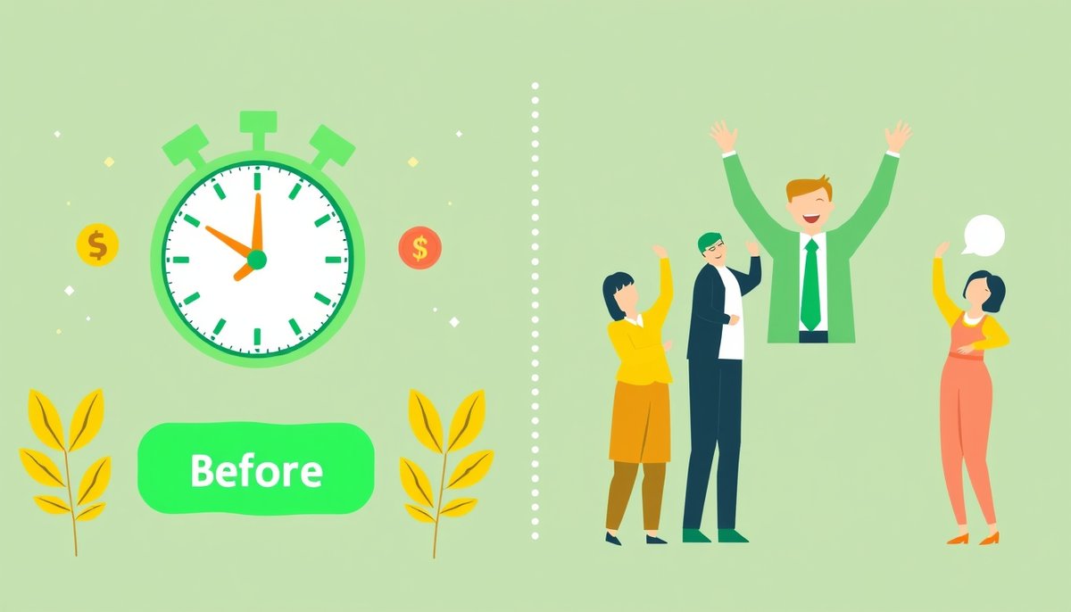 Comparativa antes y después mostrando mejoras en productividad y rendimiento del equipo de ventas con IA Visualización de beneficios de eficiencia en ventas con IA