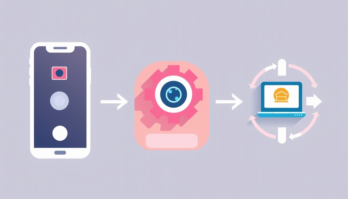 Funcionamiento de Photomath mostrando escaneo, procesamiento IA y solución detallada de ejercicios matemáticos estudiantiles Proceso paso a paso de Photomath para resolver problemas matemáticos con smartphone