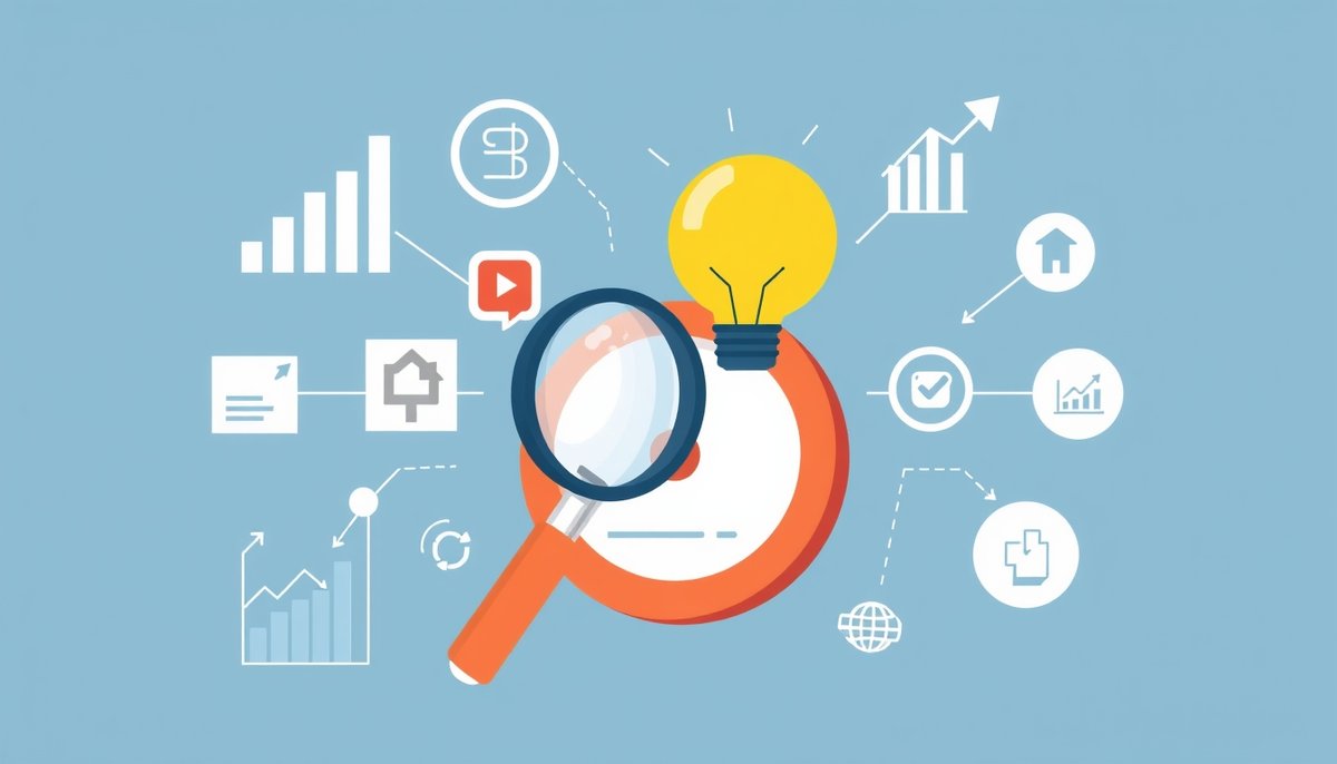 Diagrama circular de análisis de problemas empresariales y definición de objetivos para implementación de inteligencia artificial Análisis y planificación de objetivos empresariales con IA